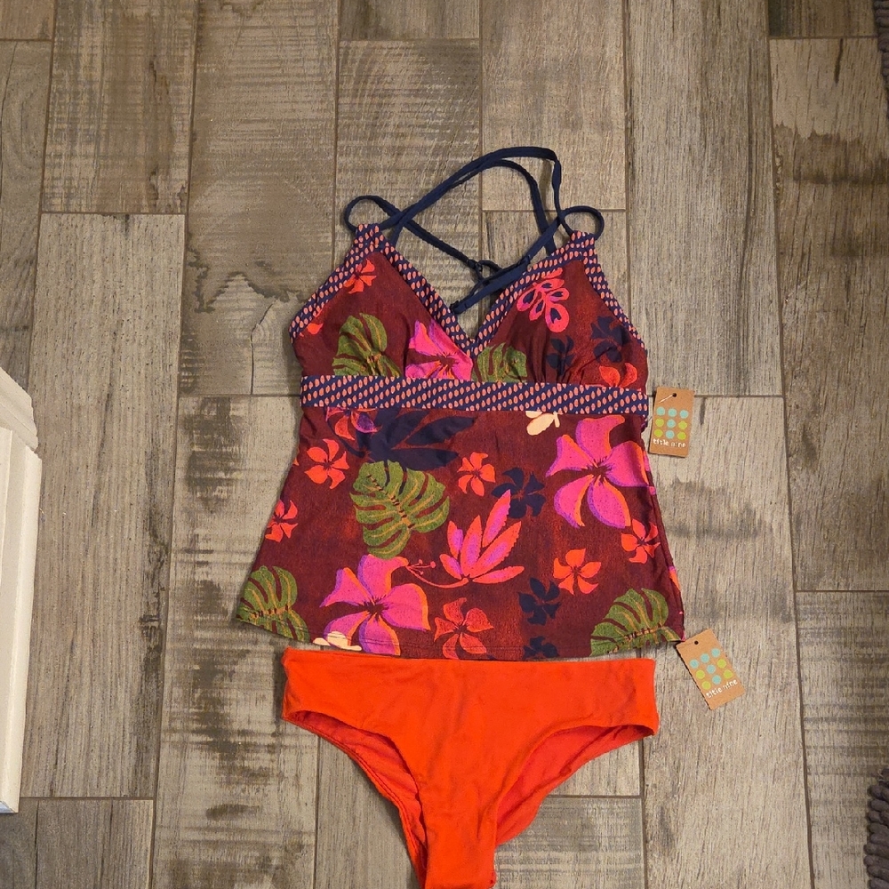 NWT's Title Nine Women's Swim Bikini - Floral Red and Orange